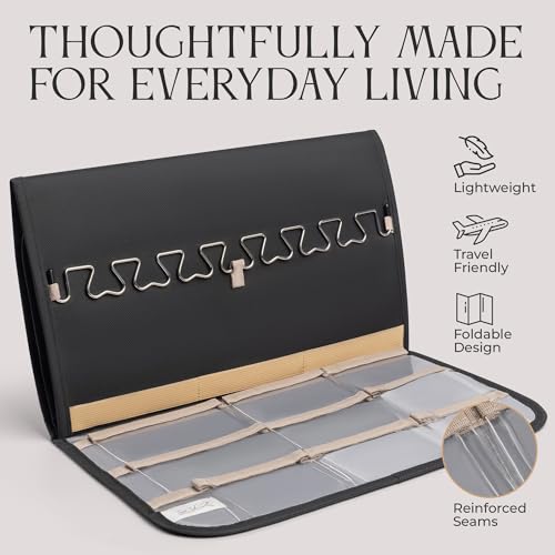 Hanging Jewelry Organizer Storage with Hanger Metal Hooks Double-Sided Jewelry Holder- Wall Mount Holder for Earrings, Necklaces, Rings on Closet, Wall, Door, 1 piece, Large, Black - style: Modern