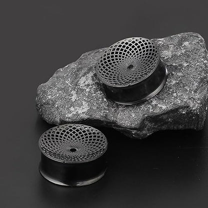 1 Pair New Classic gauges Ear Plugs Tunnels Hypoallergenic 316 Stainless Steel Ear Gauges 8mm-25mm (0G-1") Body Piercing Jewelry - color: Black-1407, size: 1/2" (12mm)