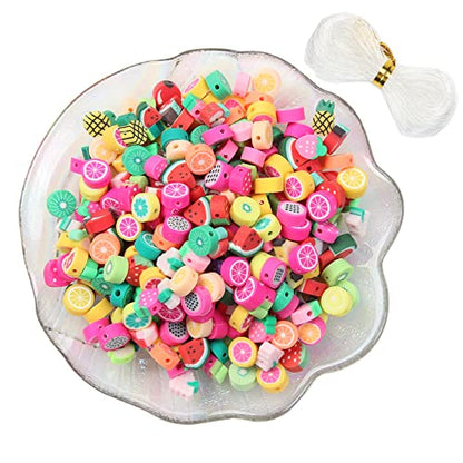 100pcs Mixed Fruit Polymer Clay Spacer Beads for Women Jewelry Making DIY Bracelet Necklace Hair Clip Accessories (Fruit) - color: Fruit