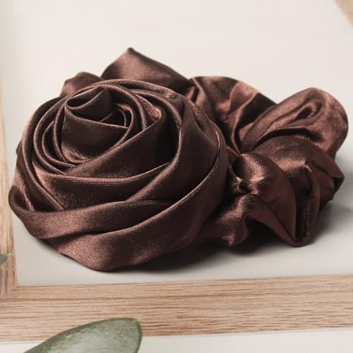 Scrunchie with Flowers, Women's Rose Ponytail Holders, Elastic Hair Bands and Ribbons Hair Accessories Pack of 6 | Fabric Scrunchies, Ponytail Holders Elastic Hair Bands, Flower Hair Tie, Hair Ribbon Scrunchie, Hair Accessories