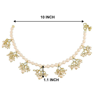 Aheli Indian Wedding Set of 2 Anklet Payal Faux Pearls Charm Ankle Bracelet Ethnic Barefoot Beach Jewelry Gift for Women White