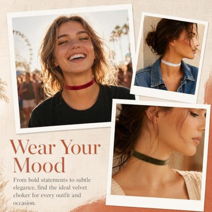 Velvet Choker Necklace for Women Goth Halloween Y2K Ribbon Collar Set - color: Colorful-0.6''-20pcs