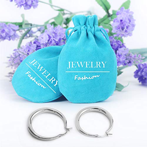 Silver Oval Hoop Earrings for Women 14K Gold Plated Hoop Earrings | Hypoallergenic Lightweight - color: B-Silver