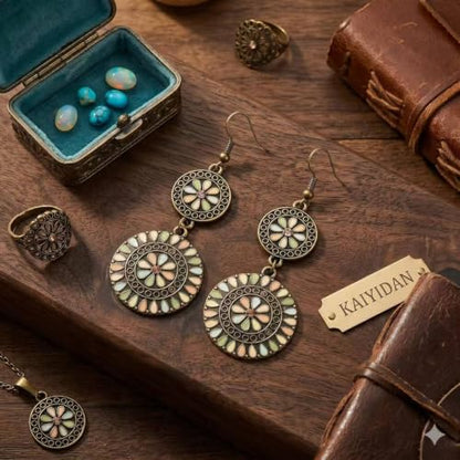 Boho Turquoise Dangle Earrings For Women Trendy,Western Blue Gemstone Drop Earings,Vintage Gothic Ethnic Statement Beach Vacation Long Birthstone Earrings with Leaf Teardrop Turquoise Crystal Tassels,Fashion Jewelry Birthday Gift. - style: A35 Vintage Bro