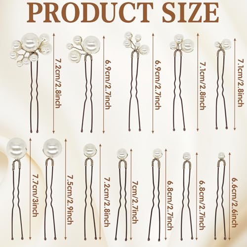 12Pcs Bridal Pearl Hair Clip, Wedding Hair Accessories for Party, Various Styles Handmade Pearl Decorations Supplies, Wedding Pins for Bridesmaid Bride