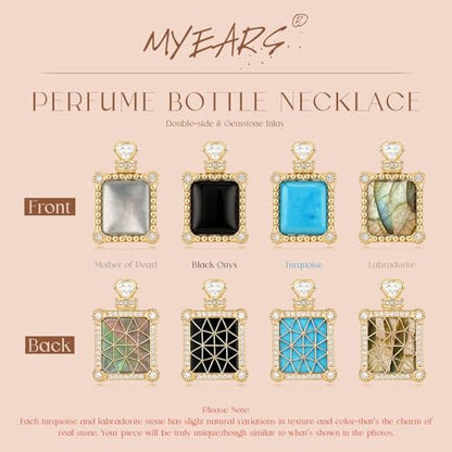 MYEARS Gold Necklace for Women Perfume Bottle Pendant Gemstone Cubic Zirconia 14K Simple Dainty Chain Gift Jewelry