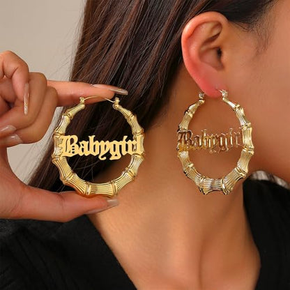 18K Gold Plated Bamboo Hoop Earrings for Women – Large Round Heart Design, 80/90s Ghetto Door Knocker Style, Trendy Hip Hop Jewelry Accessories - color: 1 Pcs Gold