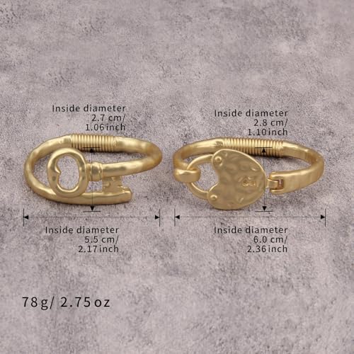 Gold Cuff Bracelet for Women Chunky Bracelet Statement Bracelet | Chunky Bangle Bracelets for Women Silver Beaded Open Bangle Stackable Stretch Bead Bracelet Boho Jewelry Gift for Wife Couple - style: Chunky Gold Arm Cuffs Set