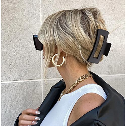 Canitor Matte Rectangular Banana Hair Clips for Thick Hair - 4 PCS Non-slip Design Jaw Clips and Barrettes for Women - color: black, khaki, dark gray, light gray