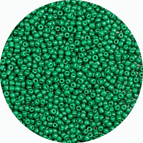 2mm Glass Seed Beads Bulk, Green 12/0 Tiny Round Seed Bead, Small Mini Pony Craft Beads for Bracelet Necklace Wrist Jewelry Making Beading Weaving DIY Crafts Supplies - color: Green