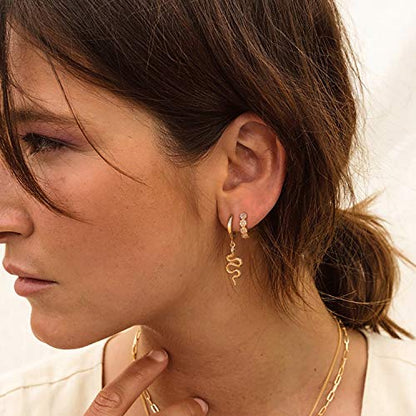 Women Gold Earrings Huggie Hoop Cubic Zirconia 14K Gold Plated Small Simple Hypoallergenic Everyday Jewelry - style: Flower