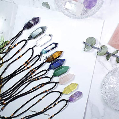 Runyangshi Blue Lapis Lazuli Healing Crystal Pendants, Double Pointed Natural Crystal Quartz Necklace 6 Faceted Chakra Crystal Wand Stone - color: Blue Lapis Lazuli