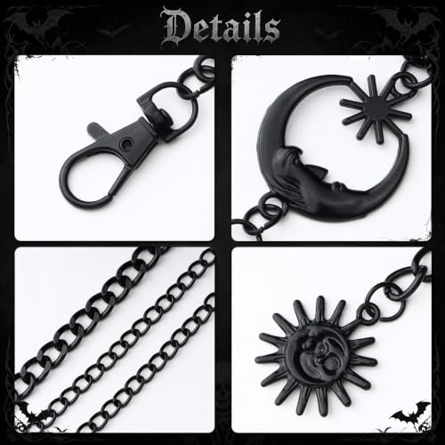 3 Layered Metal Waist Chain Belt for Women Moon & Sun Belly Belt Body Chain Jewelry for Dress Jeans - color: 03 Black