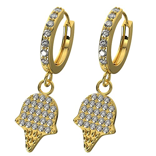 Micro Setting Cz Gemstone Ice Cream Dangling 20 Gauge 316L Surgical Steel Hinged Segment Clicker Huggie Earring, Cartilage, Helix Ring Piercing Jewelry - color: Gold, size: 10mm Diameter