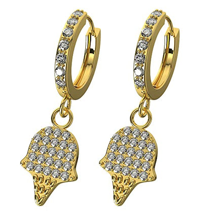 Micro Setting Cz Gemstone Ice Cream Dangling 20 Gauge 316L Surgical Steel Hinged Segment Clicker Huggie Earring, Cartilage, Helix Ring Piercing Jewelry - color: Gold, size: 10mm Diameter