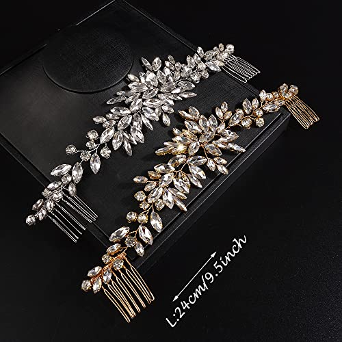 JWICOS Wedding Crystal Hair Comb Bridal Hair Comb Hair Clip Vine Headpiece Wedding Hair Accessories for Brides (Gold) - color: Gold