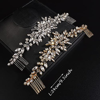 JWICOS Wedding Crystal Hair Comb Bridal Hair Comb Hair Clip Vine Headpiece Wedding Hair Accessories for Brides (Silver) - color: Silver