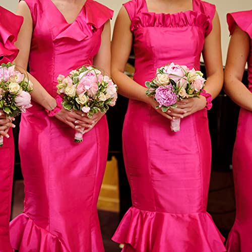 16 Pacs Satin Scrunchies Bridesmaid Proposal Gifts Hair Ties Scrunchies for Women Girls Bachelorette Party Favors(Hot pink) - color: hot pink