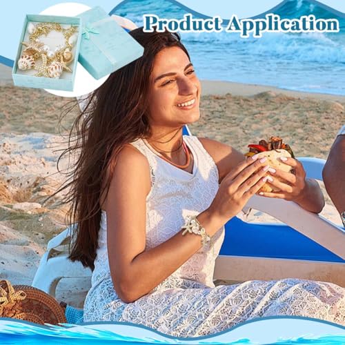 PH PandaHall Sea Shell Starfish Bracelets Boho Beach Bracelet Golden Shell Beads Anklet Pearl Charm Bracelet for Women Adjustable Hawaiian Jamaican Anklet Bracelets Jewelry Mermaid Costume Jewelry - color: shell bracelet