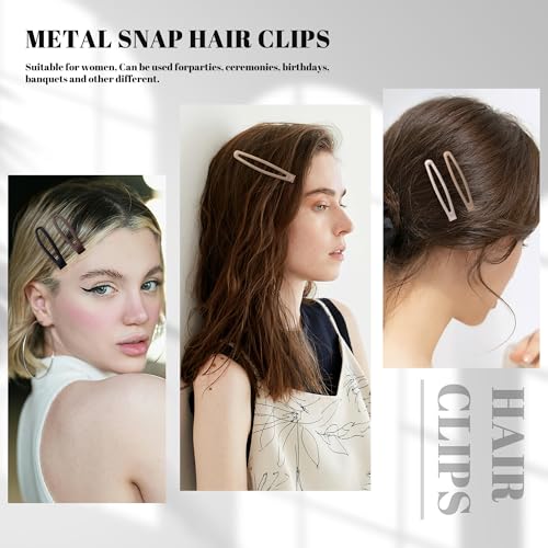 16 PCS Snap Hair Clips Metal Barrettes for Women Non Slip Barrettes for Thick and Thin Fine Hair,Matte Black Brown Beige,2.36 x 0.43 Inches. - color: Matte Black Brown Beige
