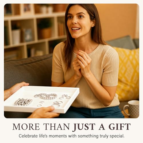 RJ Displays Stackable Jewelry Tray Set, Stackable Plastic Jewelry Organizer Tray, Jewelrys Drawer, Drawers Inserts, Earring Organizer for Women Perfect Trays 14.75x8.25x1 in (White, 6 Pack) - color: White