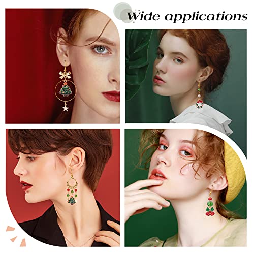 SUNNYCLUE 1 Box 8 Pairs Christmas Enamel Charms Christmas Tree Charms Earring Making Kit Jingle Bell Pendants for Jewelry Making Czech Faceted Glass Beads Chandelier Links for Earrings Adult - color: 5-diy-8 Pairs Christmas Enamel Earrings