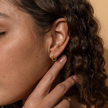 14K Gold Hoop Earrings, Huggie Hoop Earrings for Women, Hypoallergenic Lightweight Small Hoop Earring for Womens 14mm/16mm/18mm - color: 14mm