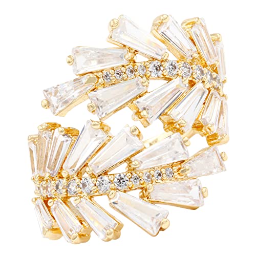 Lavencious Art Cocktail Fashion Ring Size Adjustable From 6-8.5 Cubic Zirconia Jewelry - color: Gold