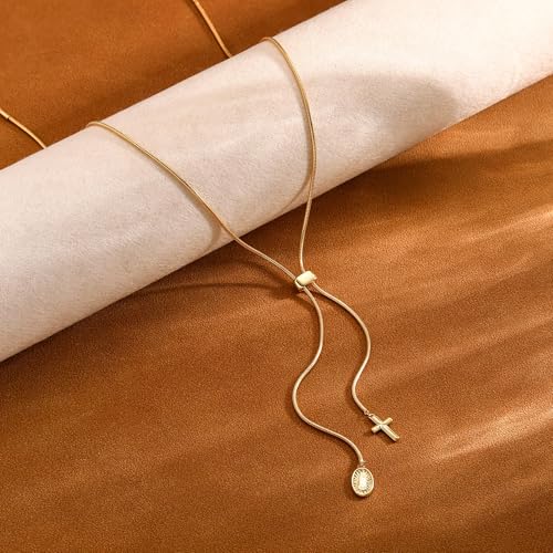 CHESKY Long Necklace for Women, 14k Gold Plated/Streling Silver Lariat Y Necklaces - style: y necklace 03