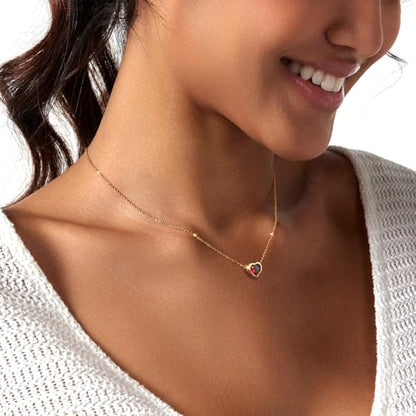 Zeffy Dainty Gold Heart Necklace for Women Trendy 14K Gold/Silver Plate Cute Heart Pendant Choker Necklaces Gold Love Heart Chain Necklace for Women Dainty Gold Jewelry Gifts for Women - style: Tiny Red Heart Necklace-Gold