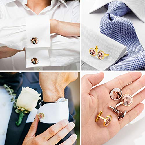 Custom4U Custom Photo Cufflinks for Men Father of the Bride Gifts - color: A-Photo-Gold