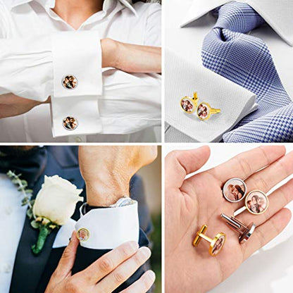 Custom4U Custom Photo Cufflinks for Men Father of the Bride Gifts - color: A-Photo-Gold