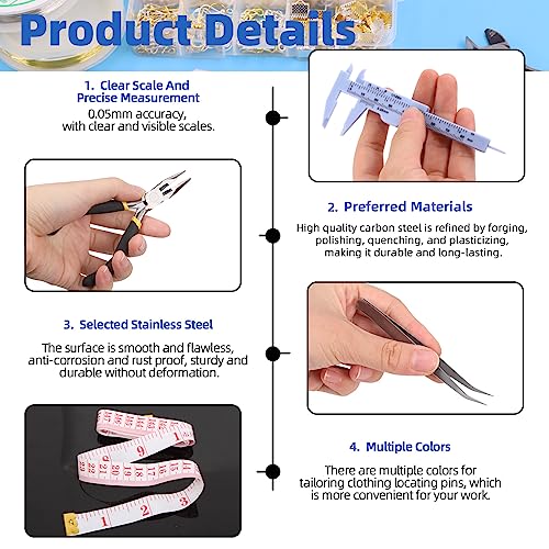 Glarks 1467Pcs Jewelry Making Supplies Kit with Accessories, Jewelry Making Pliers, Beading Wires and Findings for Making and Repair - size: 1459pcs