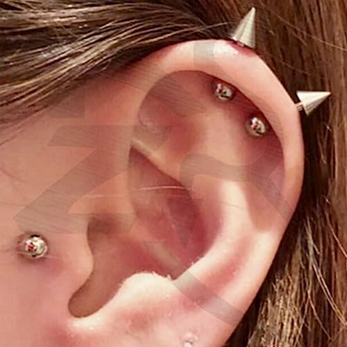 ZS 20G Spike Nose Rings Studs, 18G Stainless Steel Spike Stud Earrings, 16G Septum Lip Rings Cartilage Tragus Helix Piercing for Women Men - color: 12pcs 18g ear studs