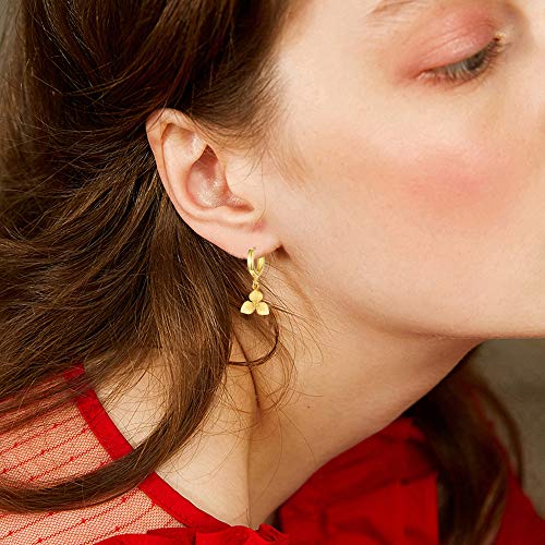 XYJZXY Gold Huggie Small Hoop Earrings with Charm Personalized Snake/Evil Eye/Star/Cross/Lock/Key 18k Gold Plated Crystal Drop Dangle Earrings for Women - style: Flower