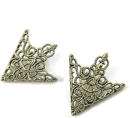 5 Pairs Retro Hollow Pattern Shirt Collar Brooches For Women And Men Gold Plated Triangle & Simple Elegant Double Leaf Collar Pin Brooches Gold Silver Plant Brooch Jewelry - style: Broze sj