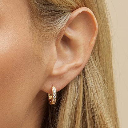 Barzel 18K Gold Plated Cubic Zirconia Huggie Cuff Earrings For Women - color: Gold Round