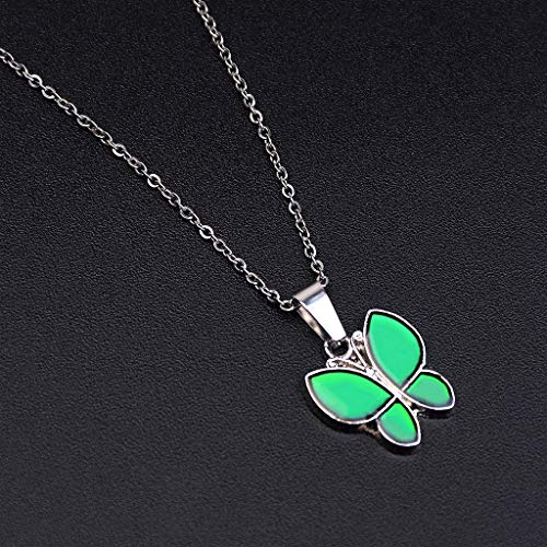 FM FM42 Temperature Sensing Color Changing Pendant Necklace with 19.29" Stainless Steel Rolo Chain - color: Butterfly-2