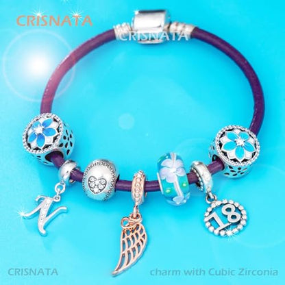 26 Letter Pendant Charms, Polished 925 Sterling Silver Complete Initial A-Z Dangling CZ Stone Alphabet Beads, fits European Bracelet Necklace, Gift for Mother/Father/Daughter/Son/Sister/Aunt - color: Letter N CZ Pendant Charm