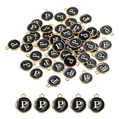 MECCANIXITY Alphabet Letter Charm Double Sided Alphabet Pendant, for Earring Jewelry Making - style: P
