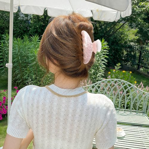 2 Pack Hair Claw Clips Women Large Tortoise Hair Clip French Design Barrettes Celluloid Leopard Print Accessories Jaw Clips for Thick Hair - color: Pearl White Shell