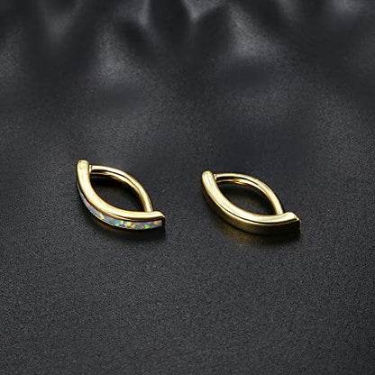 2Pcs 14G Clicker Belly Button Ring for Women Surgical Steel CZ Opal Belly Ring Simple Reverse Navel Rings Body Jewelry - color: Gold Plated Opal, size: 12MM