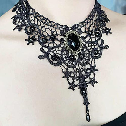 Black Sexy Lace Choker Necklaces Gothic Tassel Collar Choker Halloween Party Accessories for Women - color: Black necklace 5