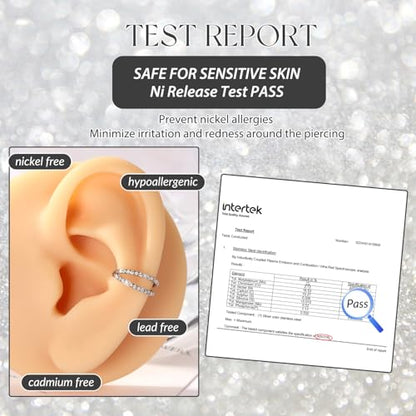 GAGABODY Conch Piercing Double Open Stack with CZ 16 Gauge Hoop Earrings 18g Septum Jewelry 20g Septum Ring Daith Earrings 316L Surgical Steel Lip Rings Helix Rook Cartilage Earrings Hoop - color: Style12:Silver+Double Hoop OPAL&CZ