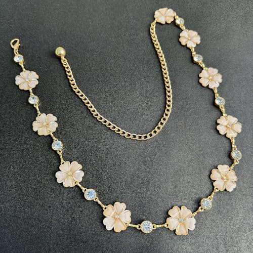 Women's Chain Belt Adjustable Rhinestone Metal Waist Belts for Women Ladies Chain Belt for Dresses - color: S-03