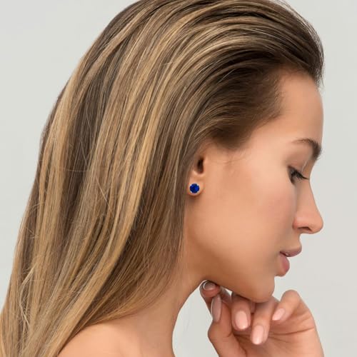 12 Pairs Stud Earrings Set, Hypoallergenic Surgical Stainless Steel 316L Earring for Women Men, Small Earring Studs Pack with Cubic Zirconia - color: Blue-6 Sizes-3，4，5，6，7，8
