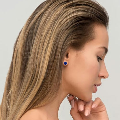 12 Pairs Stud Earrings Set, Hypoallergenic Surgical Stainless Steel 316L Earring for Women Men, Small Earring Studs Pack with Cubic Zirconia - color: Blue-6 Sizes-3，4，5，6，7，8