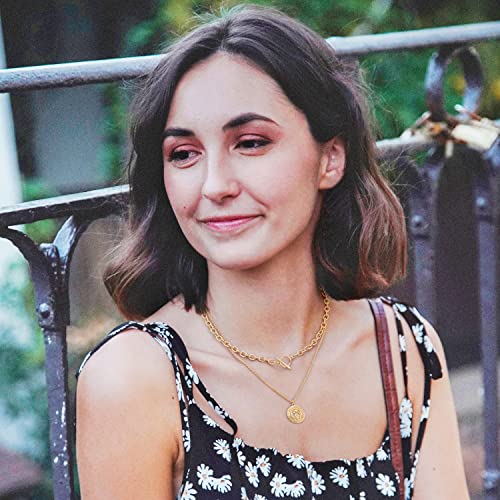 Aobei Pearl 18K Gold Plated Paperclip Chain Choker Satellite Chain Freshwater Cultured Biwa Pearl Pendant Necklace Dainty Turquoise Jewelry for Women - color: Cable Chain