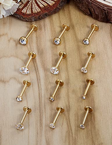 16G Lip Rings Stainless Steel Tragus Helix Conch Piercing Jewelry Snake Bite Piercing Monroe Lip Rings Labret Medusa Cartilage Lobe Earrings Piercing Jewelry CZ 2MM 2.5MM 3MM 3.5MM 4MM 4.5MM - color: 8MM-Gold,2mm/2.5mm/3mm/3.5mm/4mm/4.5mm