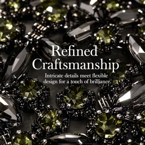 3FT Heavy Duty Crystal Rhinestone Trim Chain with Yarn Scissors, Sew-On Bling Appliqué for Wedding Bridal Dress, DIY Jewelry & Clothing Accessories (Gunmetal) - color: Gunmetal